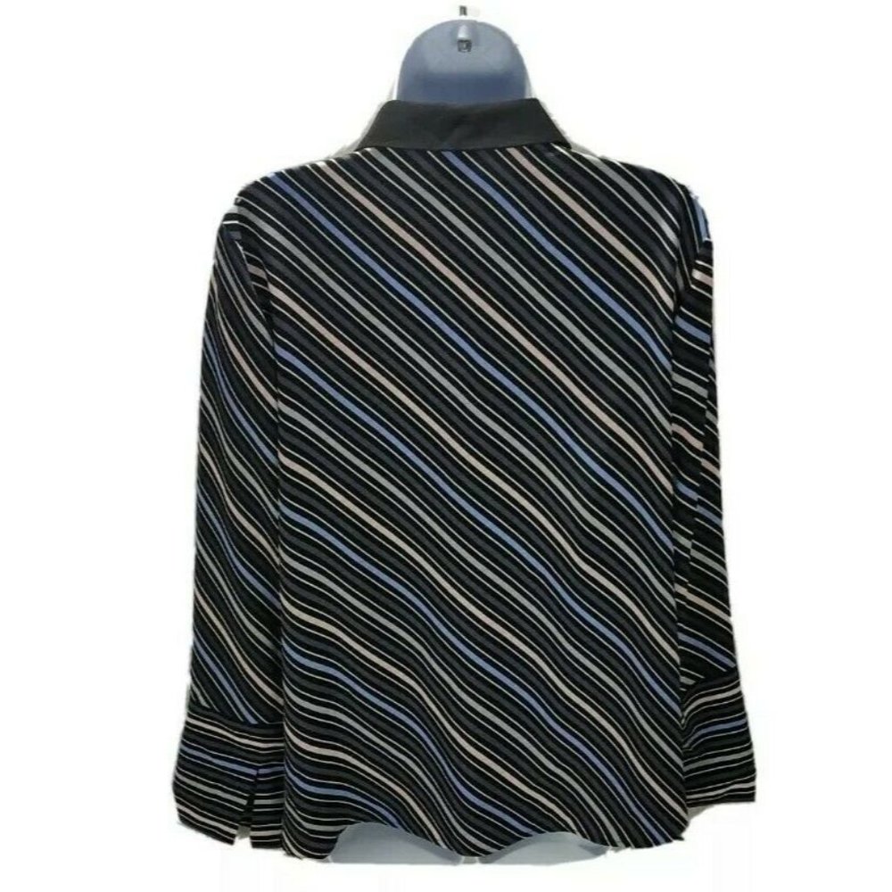 Anne Klein Womens Blouse L Milano Striped - Picture 3 of 11